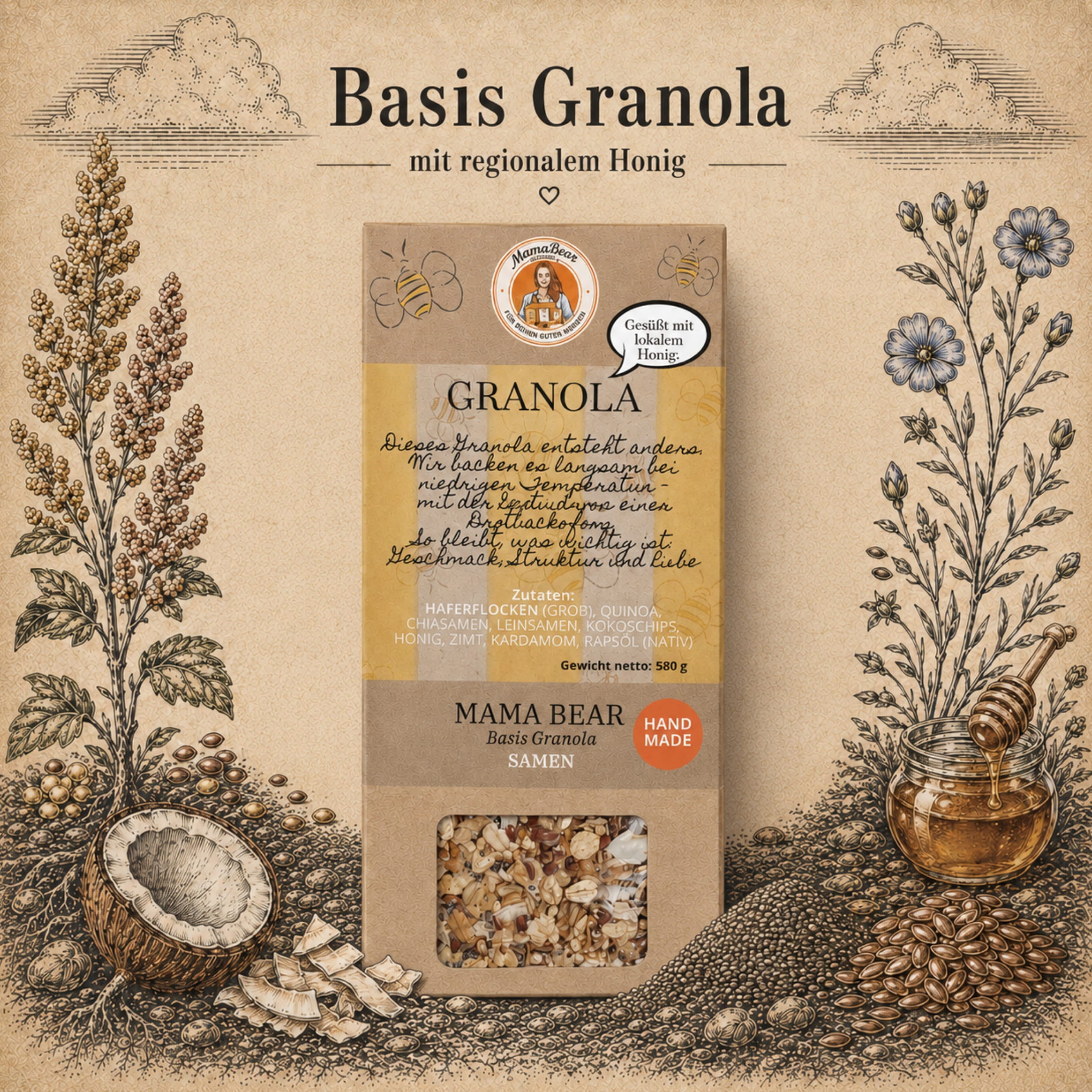 Basis Granola mit Honig verfeinert 250 g
